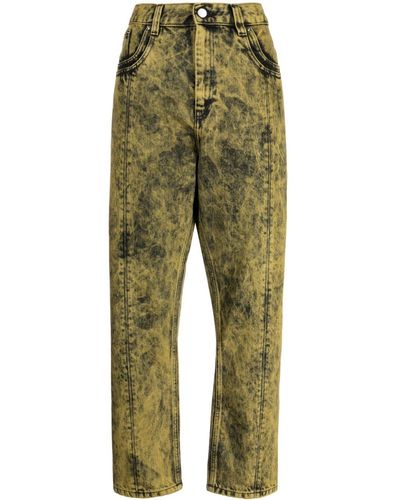 NAMACHEKO Gebleekte Straight Jeans - Groen