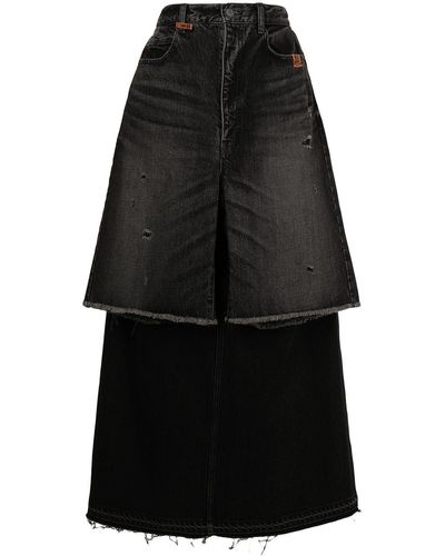 Maison Mihara Yasuhiro レイヤード デニムスカート - ブラック