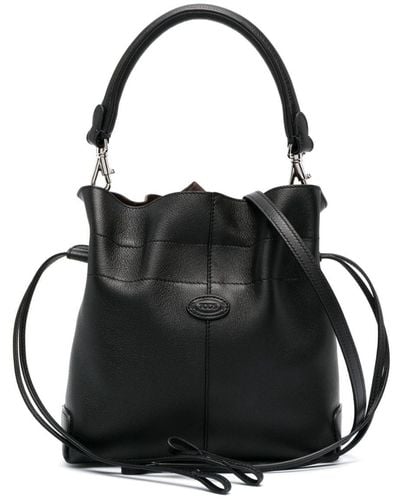 Tod's Logo-patch Leather Bucket Bag - Black