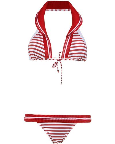 Amir Slama Printed Halterneck Bikini Set - Red