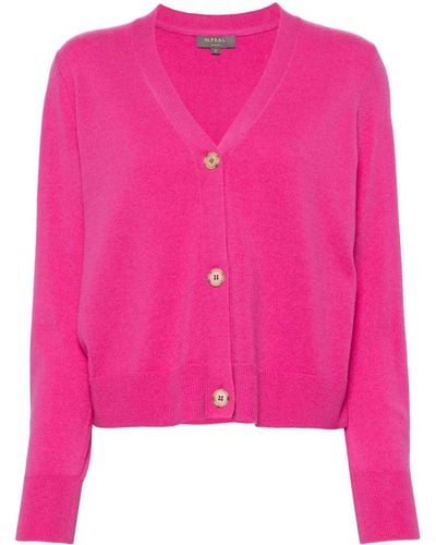 N.Peal Cashmere V-neck Cashmere Cardigan - Pink