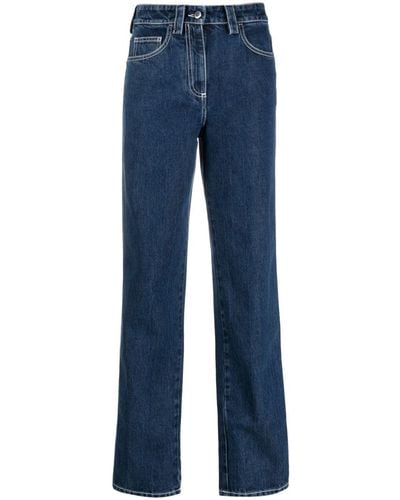 Sunnei Straight-Leg-Jeans mit Kontrastnaht - Blau