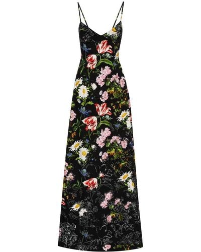 Oscar de la Renta Robe longue Unfinished Floral en popeline - Multicolore