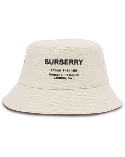 Burberry Fischerhut mit Horseferry-Print - Weiß