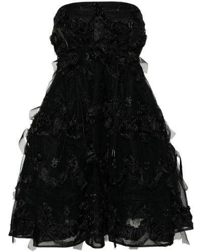 Simone Rocha Ruffled Tulle Mini Dress - Women's - Nylon/acetate/polyamide/cupro - Black