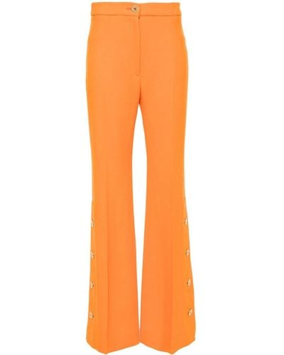 Patou Button-hem Flared Wool Pants - Orange