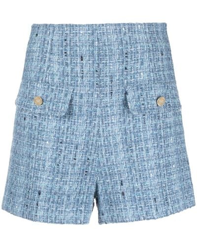 Sandro High-waisted Tweed Shorts - Blue