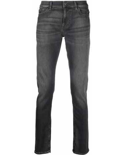 7 For All Mankind Jean slim à taille basse - Gris