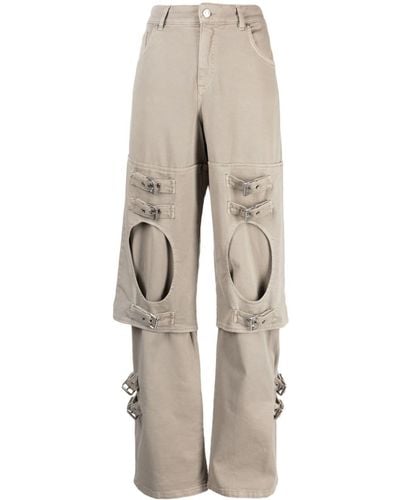 Blumarine Pantalones anchos con detalle de hebilla - Neutro