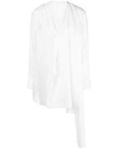 Yohji Yamamoto Asymmetric Long-sleeve Blouse - White