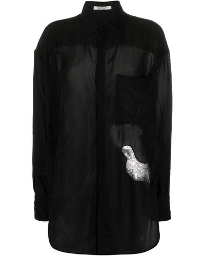 Gauchère Camisa con aplique floral - Negro