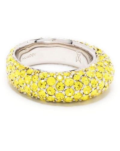 AMINA MUADDI Cameron Crystal-embellished Ring - Yellow