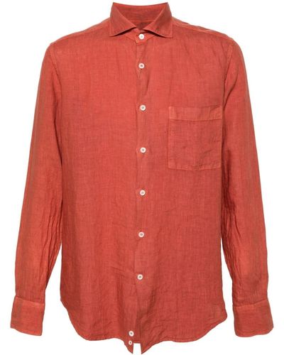 Canali Hemd aus Leinen - Rot