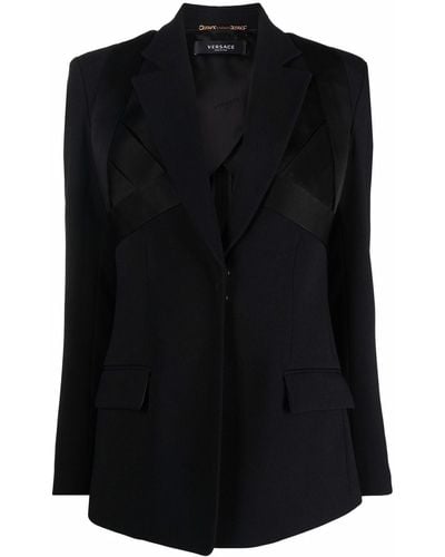 Versace Satin Tailored Blazer - Black