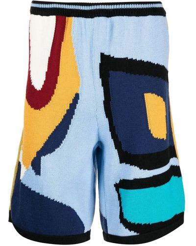 BETHANY WILLIAMS Abstract-print Knitted Shorts - Blue