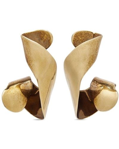 Dries Van Noten Asymmetric Brass Earrings - Metallic