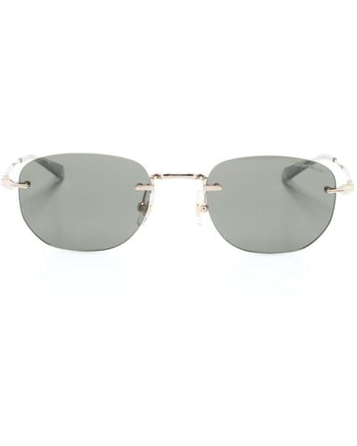 Montblanc Logo-print Oval-frame Sunglasses - Grey