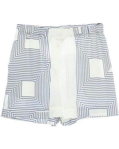 Low Classic Geometric-print Satin-finish Shorts - Blue