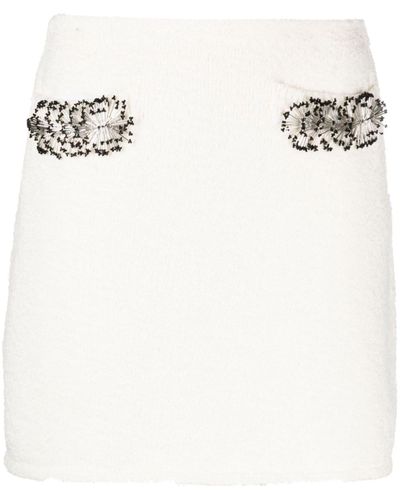 Lanvin Bead-embellished bouclé miniskirt - Blanc