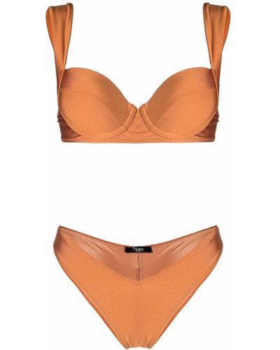 Noire Swimwear Shiny Finish Bikini Set - Orange