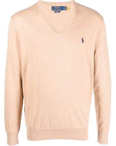 Polo Ralph Lauren Logo-embroidered Knitted Sweater - Natural