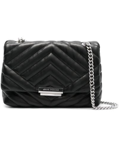 Armani Exchange Quilted Cross Body Bag - Black