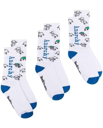 Natasha Zinko X Duoltd Three-pack Socks - Blue