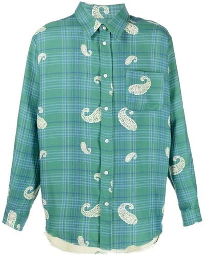 424 Check Print Octopus Shirt - Green