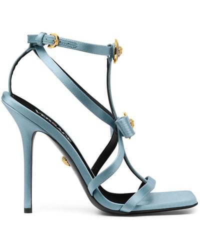 Versace Gianni Ribbon Satin Caged Sandals - Blue