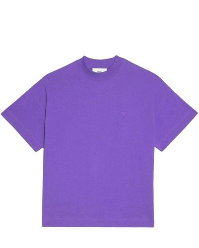 Ami Paris Ami De Coeur Organic-cotton T-shirt - Purple
