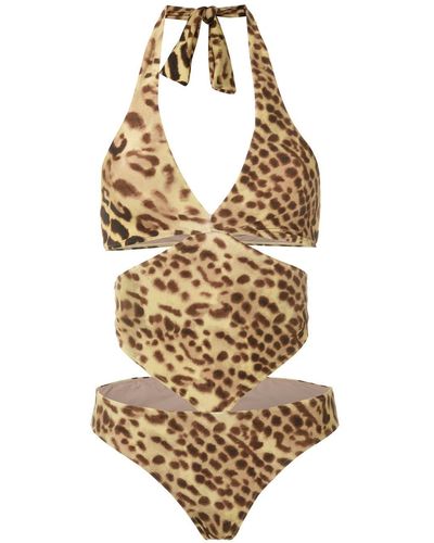 Adriana Degreas Cut Out Leopard Print Swimsuit - Multicolor