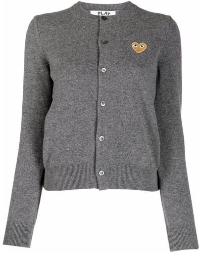 COMME DES GARÇONS PLAY Embroidered Heart Wool-knit Cardigan - Grey
