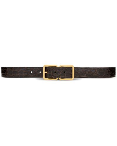 Saint Laurent Buckled Leather Belt - Brown