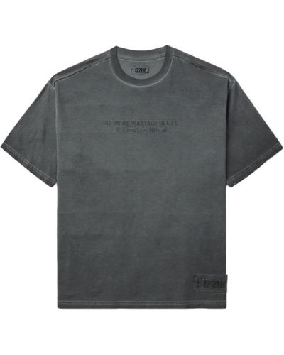 Izzue Slogan-embroidered Cotton T-shirt - Grey