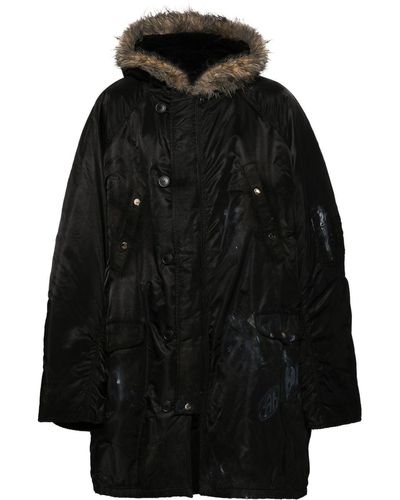 Balenciaga Splatter-paint Parka Coat - Men's - Polyamide/polyester/silk/polylactic Acid (pla)cuprocotton - Black