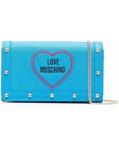 Love Moschino ロゴ スタッズ クラッチバッグ - ブルー