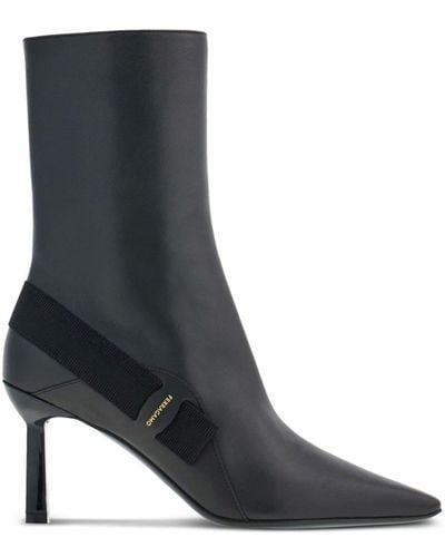 Ferragamo 85mm Vara-bow Leather Ankle Boots - Black