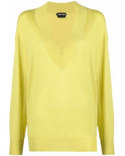 Tom Ford Fine-knit V-neck Sweater - Yellow