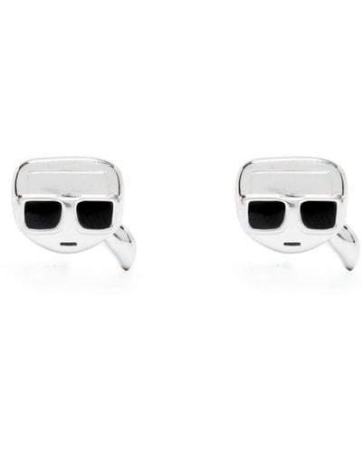 Karl Lagerfeld Ikonik Karl Stud Earrings - White