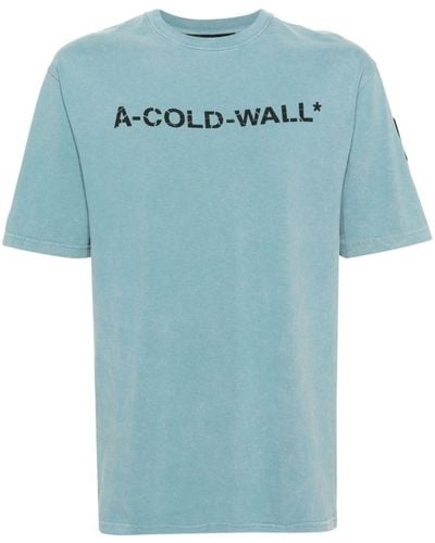 A_COLD_WALL* Overdye T-Shirt mit Logo-Print - Blau