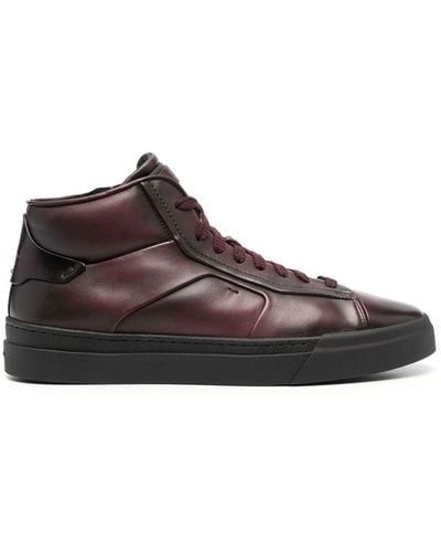 Santoni High-top Leather Sneakers - Brown