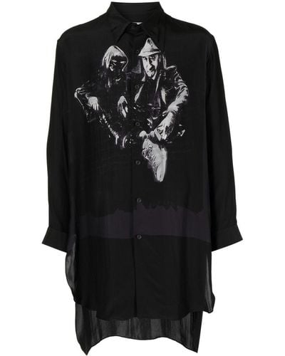 Yohji Yamamoto Camisa con estampado gráfico - Negro