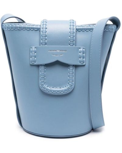 Emporio Armani ロゴ バケットバッグ - ブルー