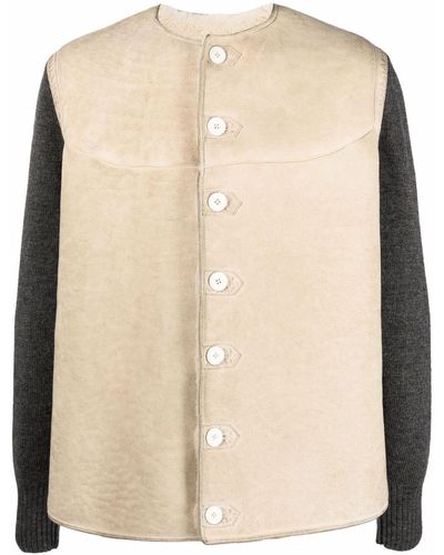 Maison Margiela Lederjacke in Colour-Block-Optik - Mehrfarbig