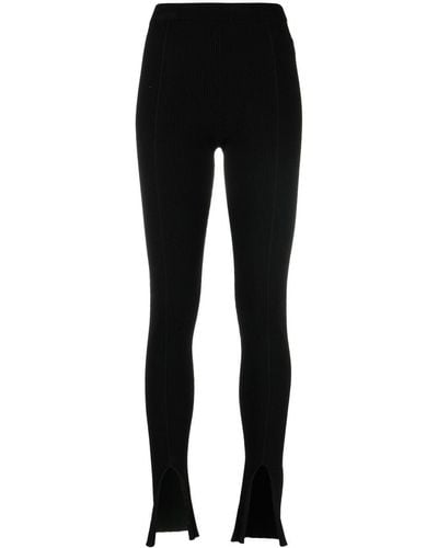 Aeron Rib-knit Slit-detail Trousers - Black
