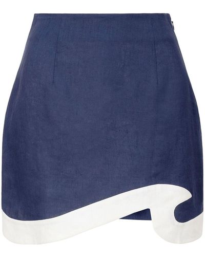 STAUD Leandro Contrasting-trim Mini Skirt - Blue