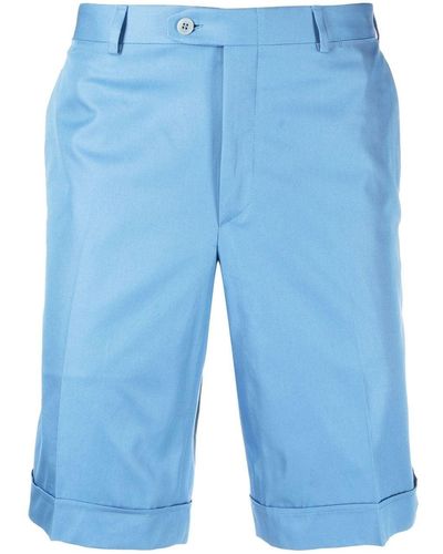 Brioni Plain Cotton Tailored Pants - Blue