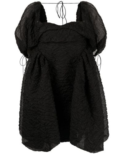 Cecilie Bahnsen Mini-jurk Met Pofmouwen - Zwart