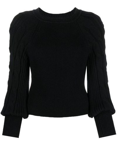 Pinko Cable Knit Sleeved Jumper - Black