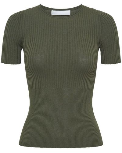 Dion Lee Ribbed-knit Cotton-blend T-shirt - Green